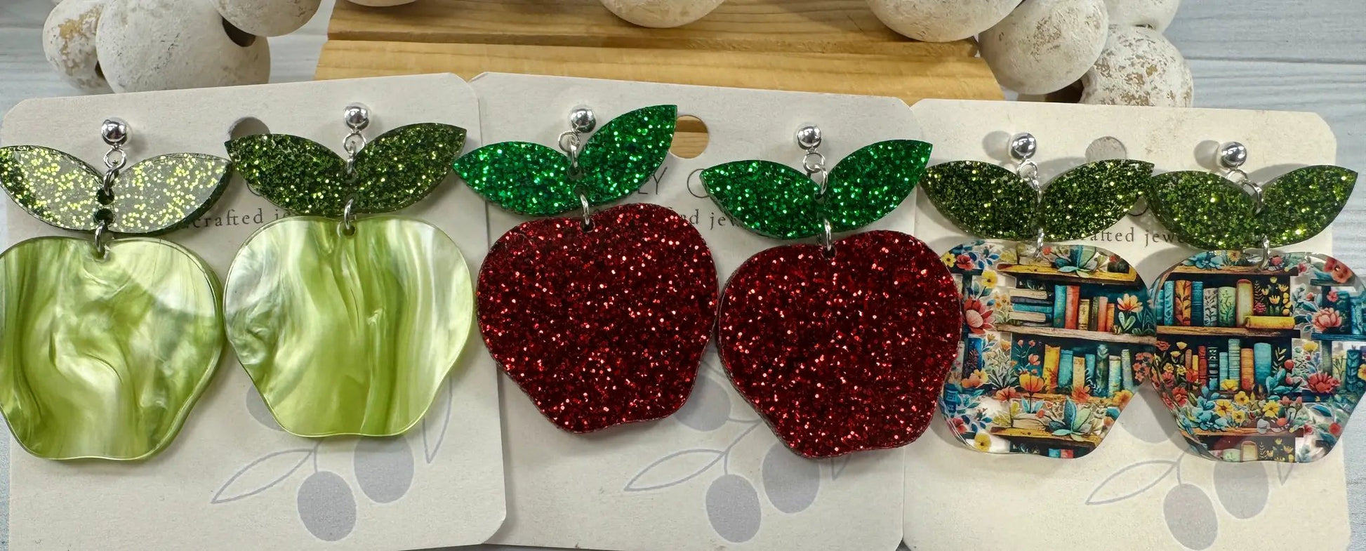 Trulyolive Teacher Apple Earrings - Sparkly Shiny Apple Earrings For Back To School - Earrings