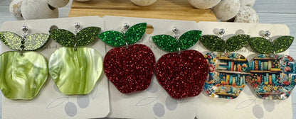 Trulyolive Teacher Apple Earrings - Sparkly Shiny Apple Earrings For Back To School - Earrings