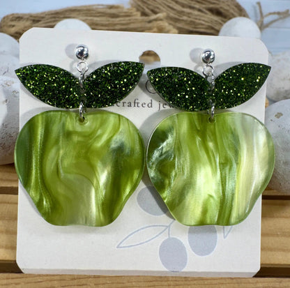 Trulyolive Teacher Apple Earrings - Sparkly Shiny Apple Earrings For Back To School - Earrings