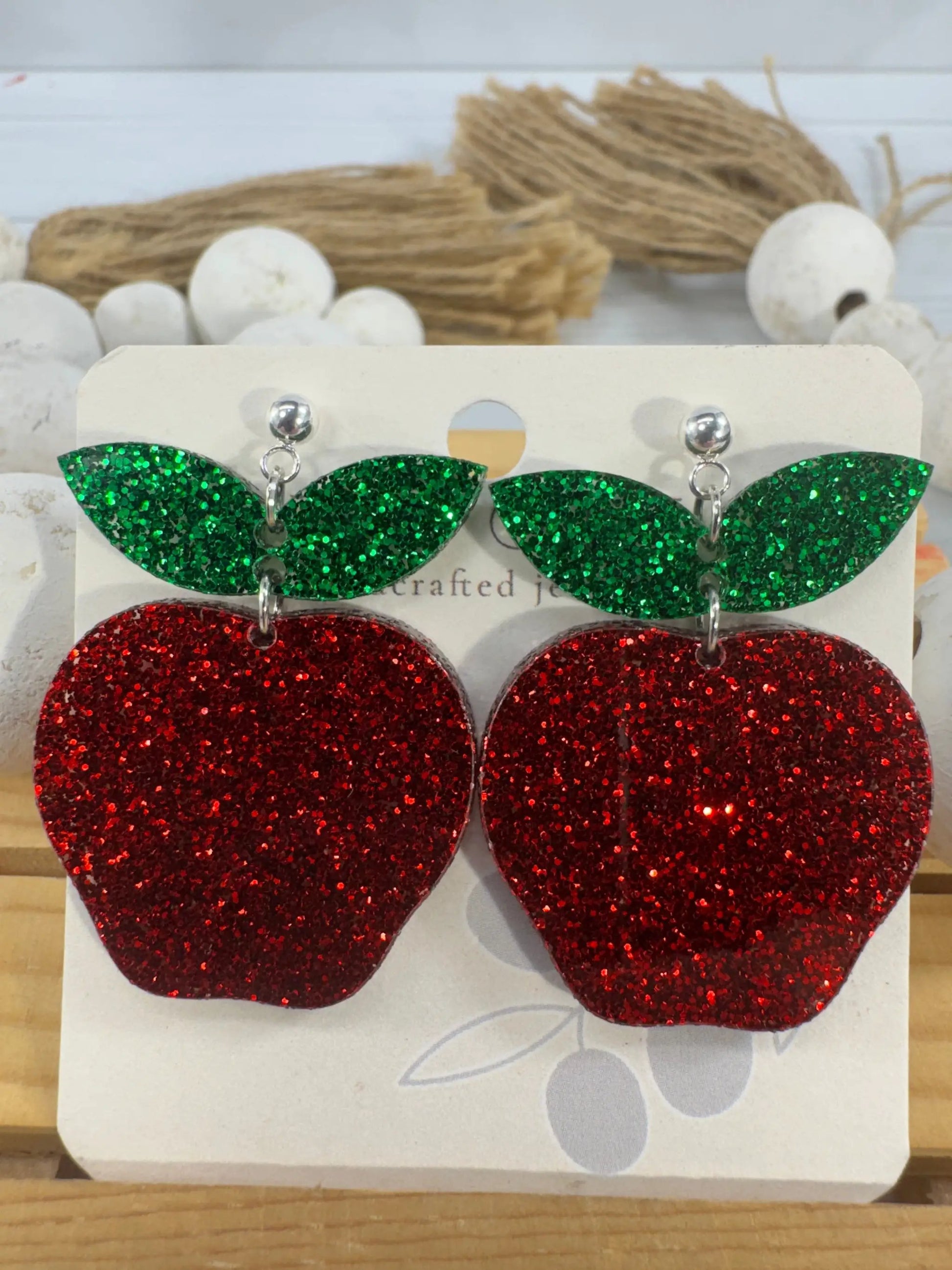 Trulyolive Teacher Apple Earrings - Sparkly Shiny Apple Earrings For Back To School - Earrings