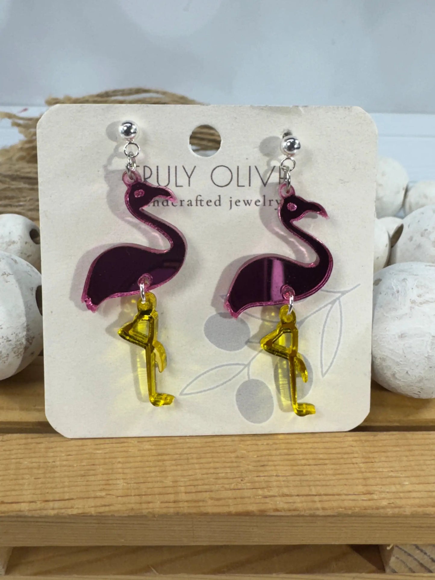 Trulyolive Pink Flamingo Earrings - Earrings