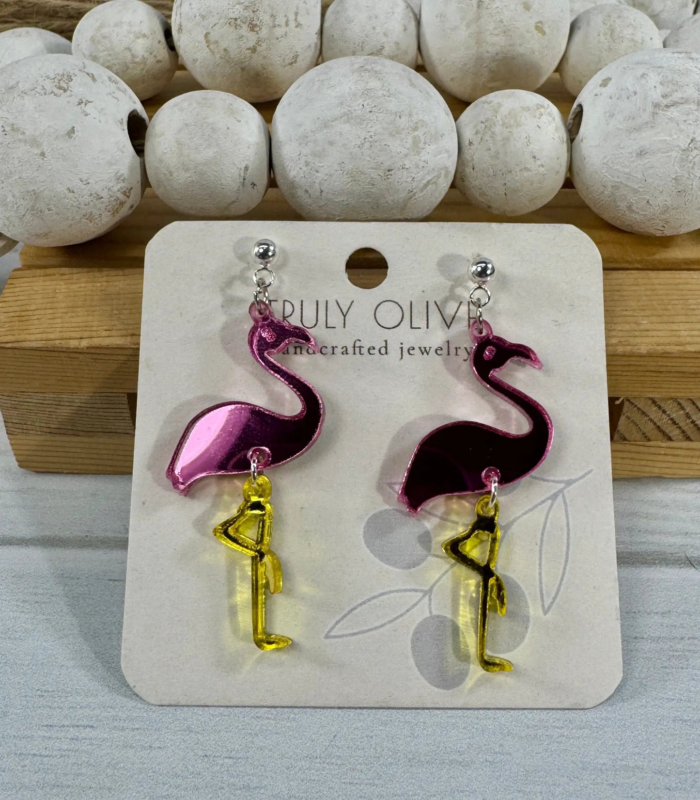Trulyolive Pink Flamingo Earrings - Earrings