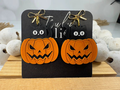 Trulyolive Cute Ghost, Pumpkin & Bat Halloween Earrings | Handmade Spooky Season Statement Earrings - Earrings