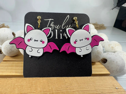 Trulyolive Cute Ghost, Pumpkin & Bat Halloween Earrings | Handmade Spooky Season Statement Earrings - Earrings