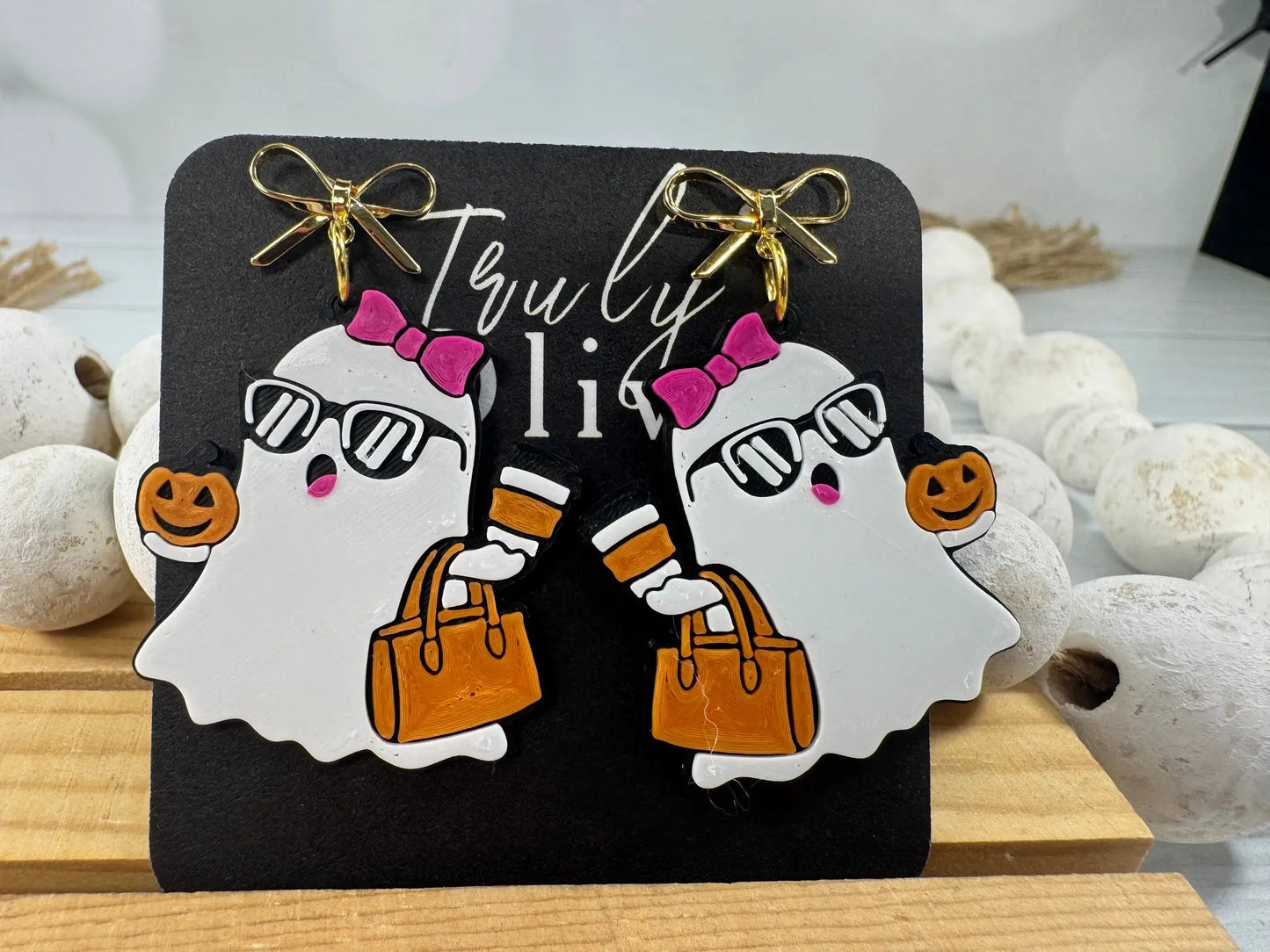 Trulyolive Cute Ghost, Pumpkin & Bat Halloween Earrings | Handmade Spooky Season Statement Earrings - Earrings