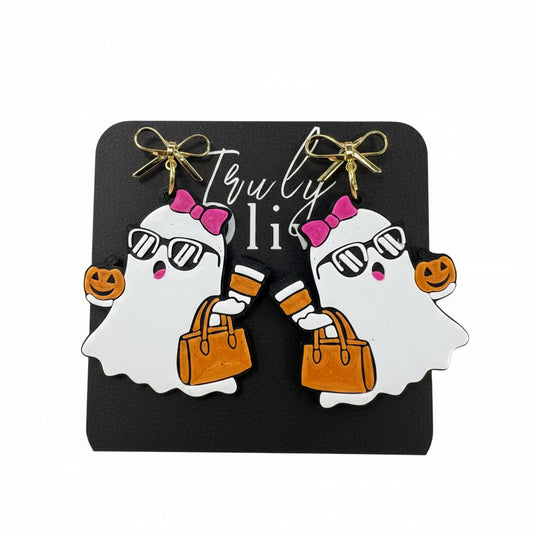 Trulyolive Cute Ghost, Pumpkin & Bat Halloween Earrings | Handmade Spooky Season Statement Earrings - Earrings