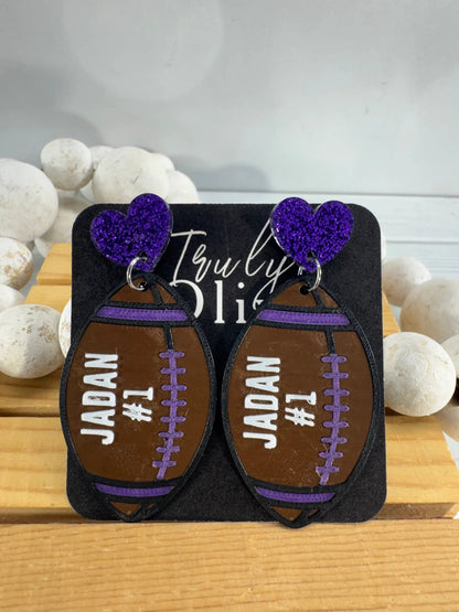 Truly Olive Customizable Football Earrings Choose Your Team Colors Game Day Statement Jewelry 2026 - Earrings Dangle Earrings