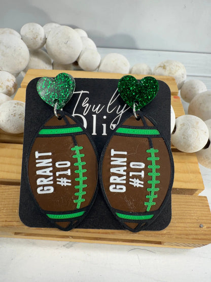 Truly Olive Customizable Football Earrings Choose Your Team Colors Game Day Statement Jewelry 2026 - Earrings Dangle Earrings