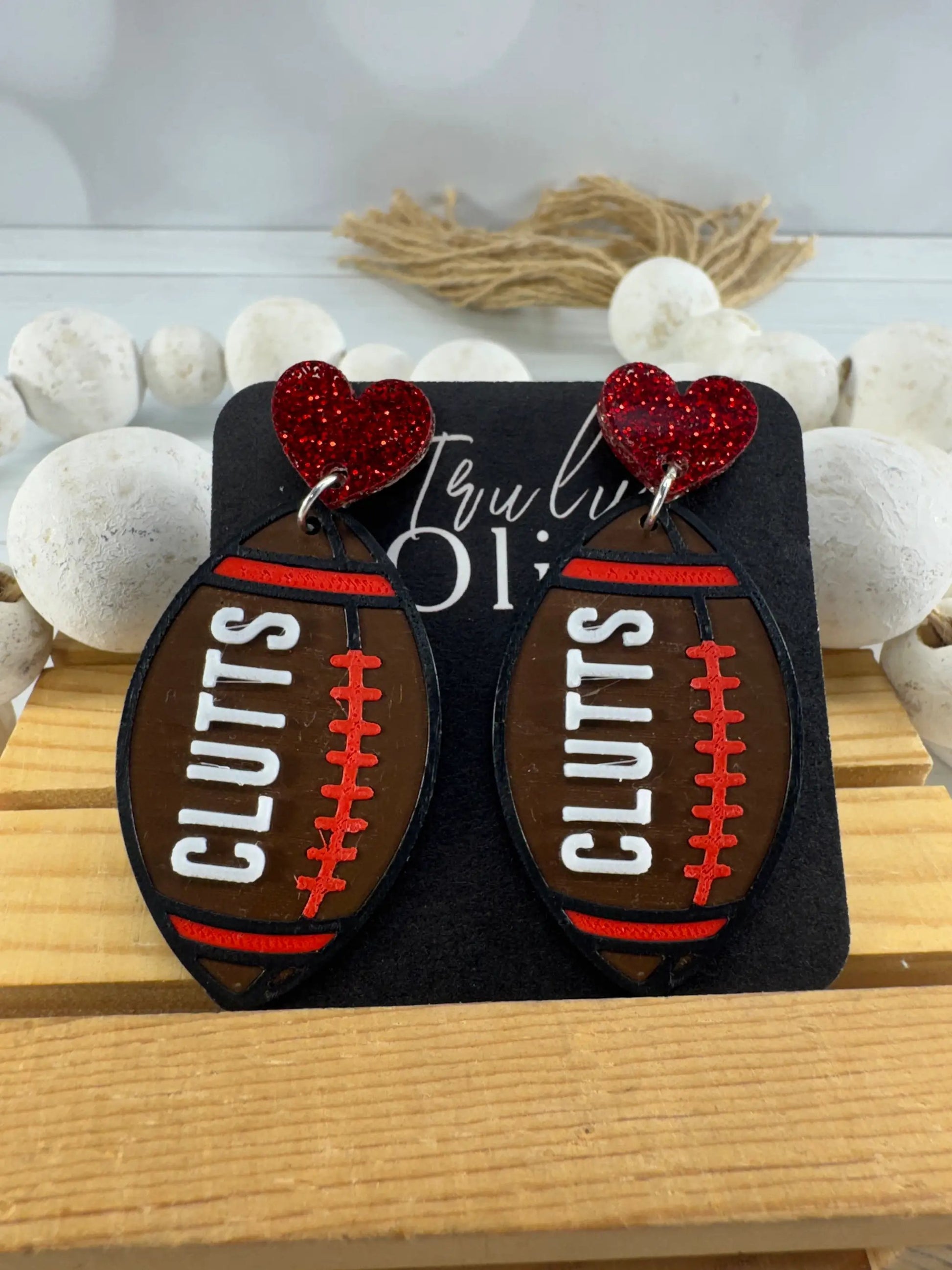 Truly Olive Customizable Football Earrings Choose Your Team Colors Game Day Statement Jewelry 2026 - Earrings Dangle Earrings
