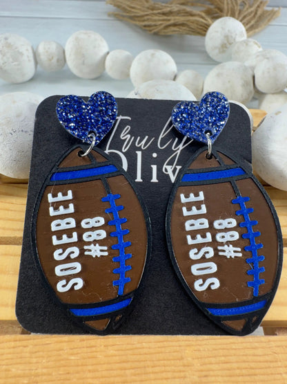 Truly Olive Customizable Football Earrings Choose Your Team Colors Game Day Statement Jewelry 2026 - Earrings Dangle Earrings
