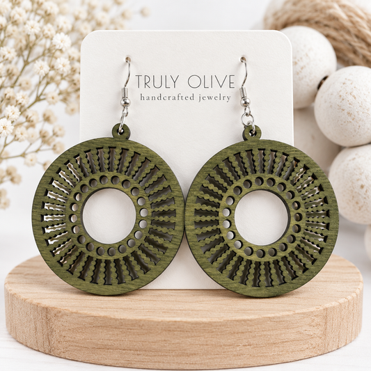 Truly Olive Quality Wood Handcrafted Lightweight Wood Earrings - Earrings Dangle Earrings