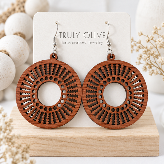 Truly Olive Quality Wood Handcrafted Lightweight Wood Earrings - Earrings Dangle Earrings