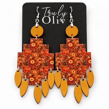 Truly Olive Bring warm seasonal color to your jewelry collection with the Fall Floral Statement Earrings from Truly Olive. - Earrings Dangle Earrings
