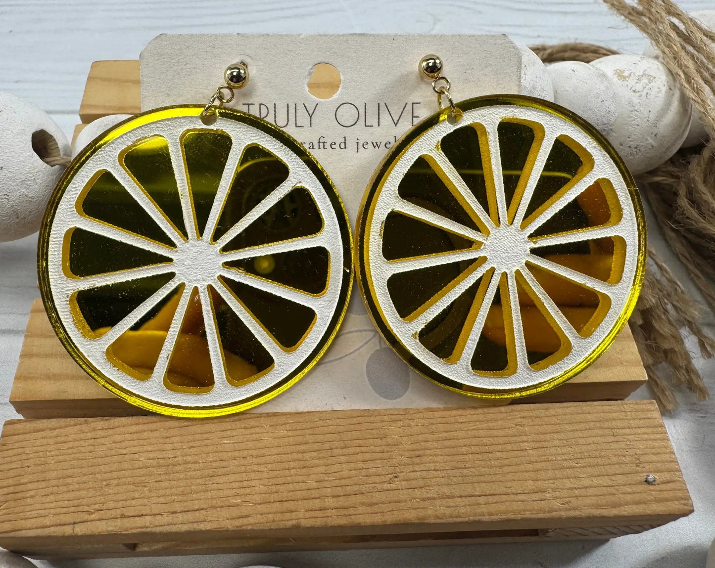 Trulyolive Citrus Slice Earrings - Bright and Shiny Citrus Earrings - Earrings Stud/Post Earrings