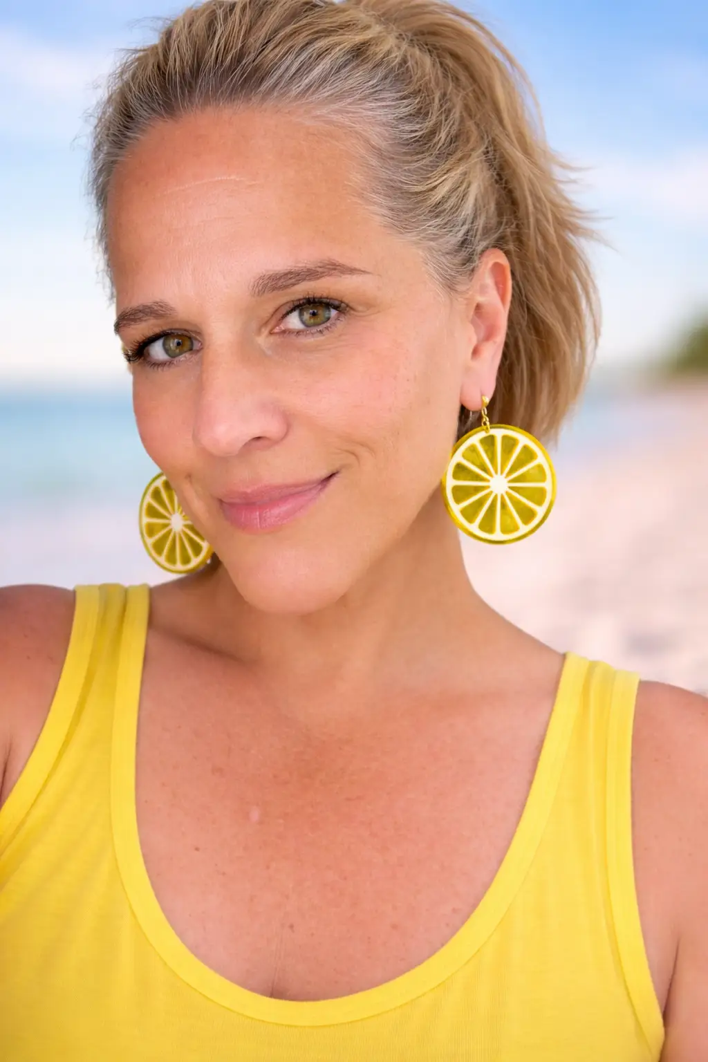 Trulyolive Citrus Slice Earrings - Bright and Shiny Citrus Earrings - Earrings Stud/Post Earrings