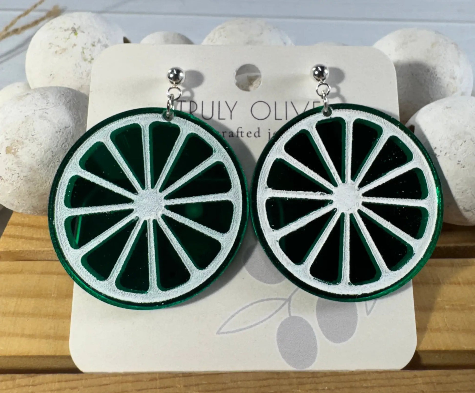 Trulyolive Citrus Slice Earrings - Bright and Shiny Citrus Earrings - Earrings Stud/Post Earrings
