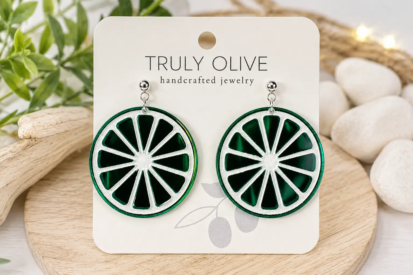 Trulyolive Citrus Slice Earrings - Bright and Shiny Citrus Earrings - Earrings Stud/Post Earrings