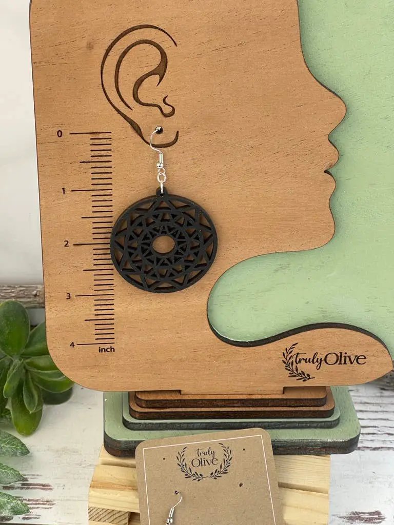 Truly Olive Discover the Perfect Boho Mandala Wooden Earrings - Earrings Dangle Earrings