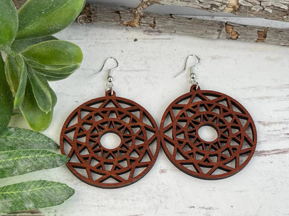 Truly Olive Discover the Perfect Boho Mandala Wooden Earrings - Earrings Dangle Earrings