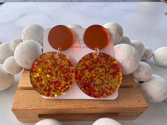 Truly Olive Sparkly Fun Confetti Fall Dangle Earrings - Earrings Stud/Post Earrings