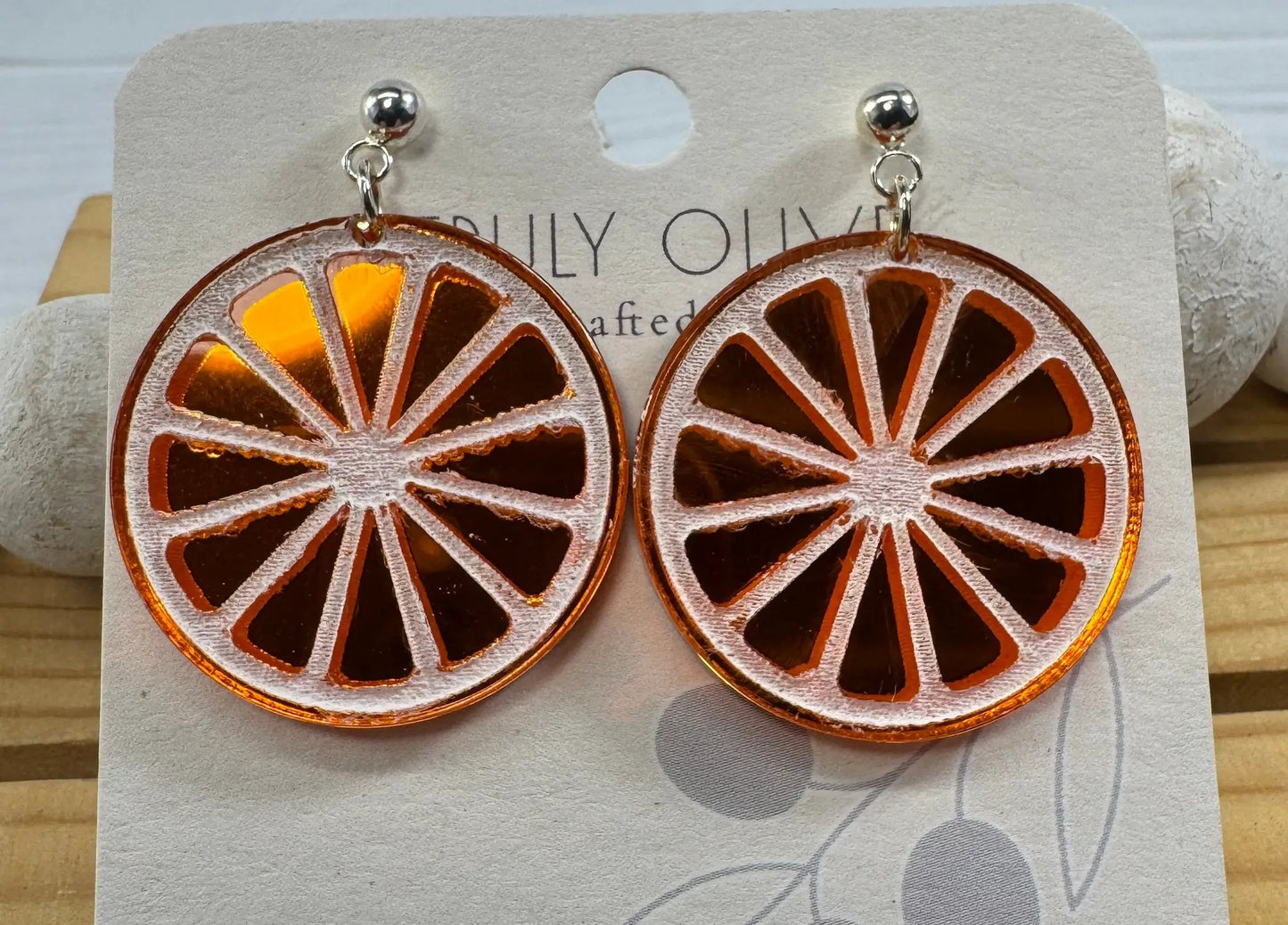 Trulyolive Citrus Slice Earrings - Bright and Shiny Citrus Earrings - Earrings Stud/Post Earrings
