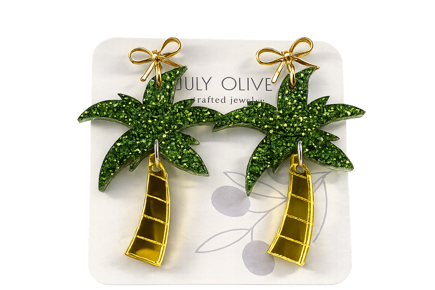 Trulyolive Summer Shimmer Palm Tree Earrings - Earrings Dangle Earrings