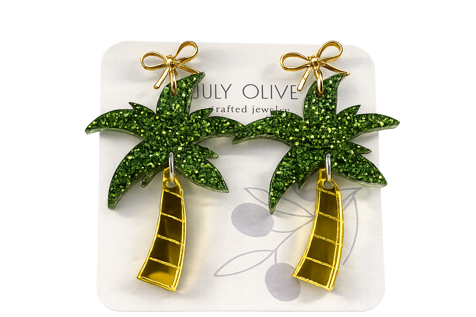 Trulyolive Summer Shimmer Palm Tree Earrings - Earrings Dangle Earrings