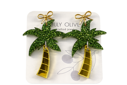 Trulyolive Summer Shimmer Palm Tree Earrings - Earrings Dangle Earrings