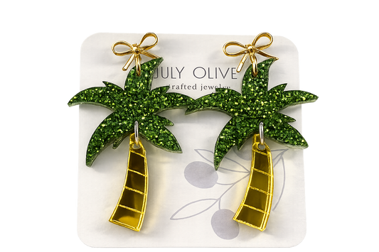 Trulyolive Summer Shimmer Palm Tree Earrings - Earrings Dangle Earrings