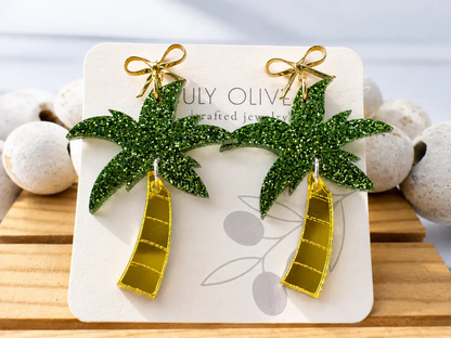 Trulyolive Summer Shimmer Palm Tree Earrings - Earrings Dangle Earrings