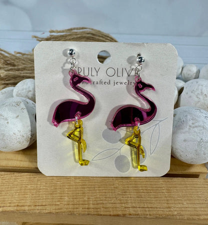Trulyolive Pink Flamingo Earrings - Earrings