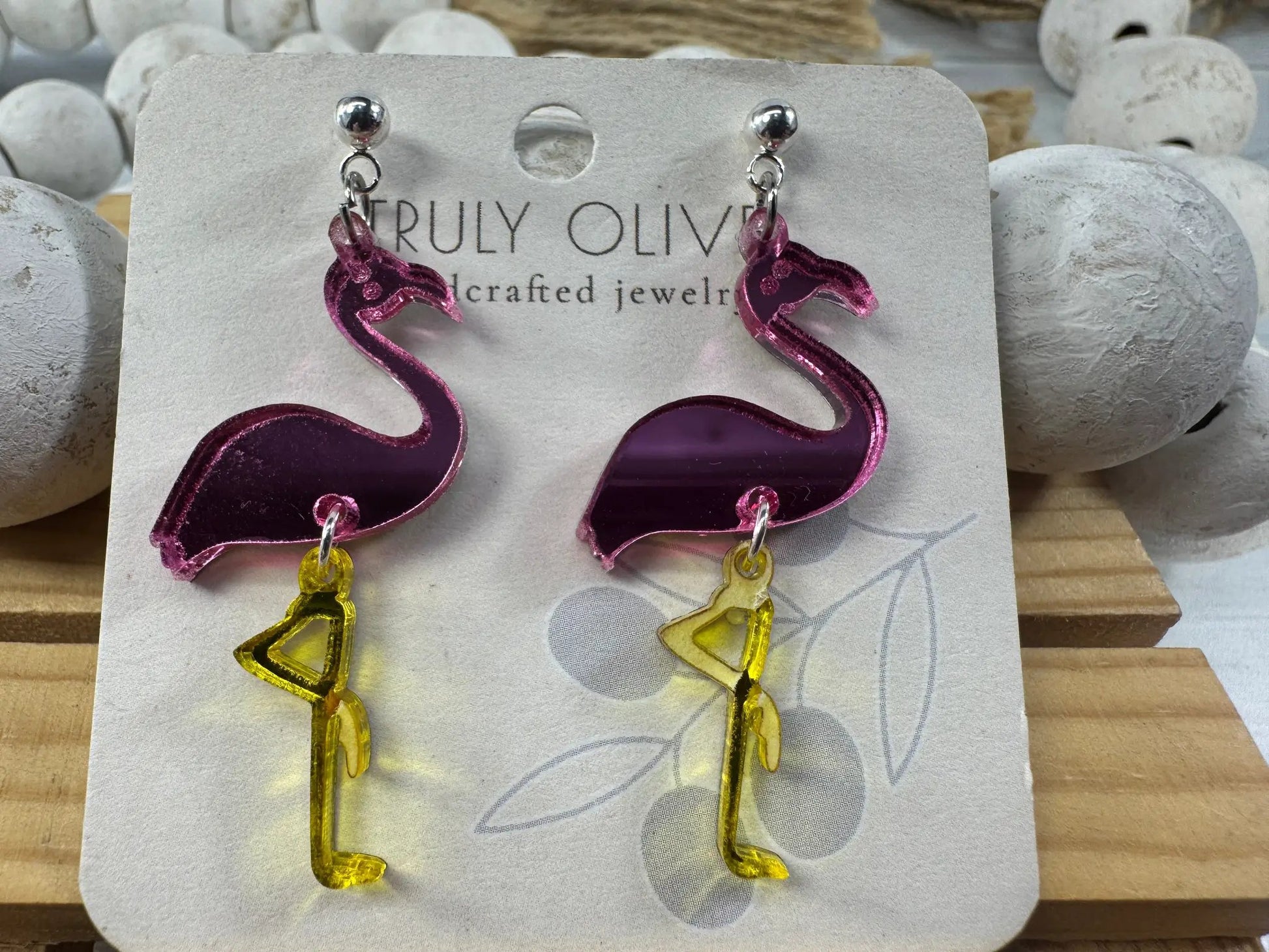Trulyolive Pink Flamingo Earrings - Earrings