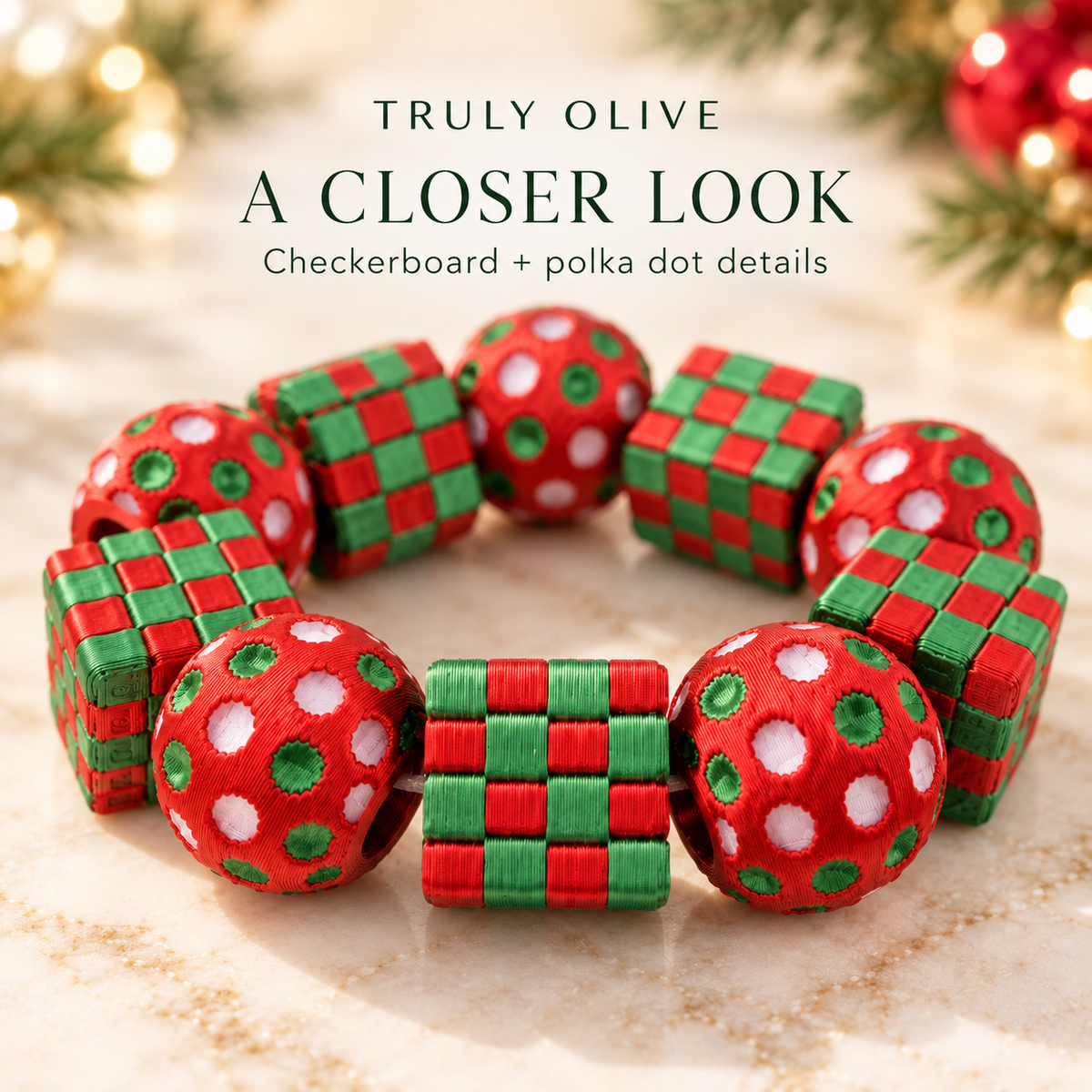 Truly Olive Holiday Cheer Checkerboard & Polka Dot Stretch Bracelet - Bracelets Bracelets