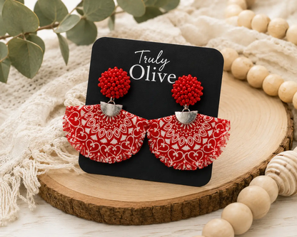 Truly Olive Bring bold western style to your jewelry collection with these handcrafted Red Bandana Fringe Statement Earrings from Truly Olive. - Earrings Dangle Earrings