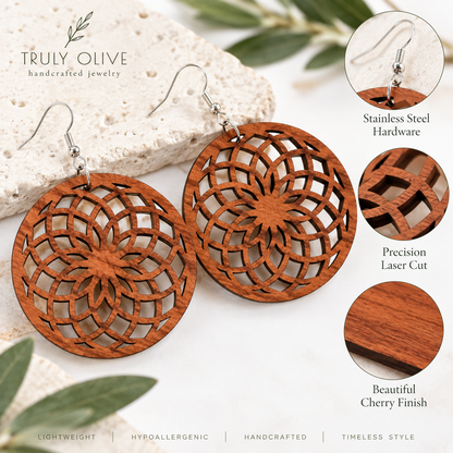 Truly Olive Wooden Boho Earrings All Day Wear - Earrings Dangle Earrings