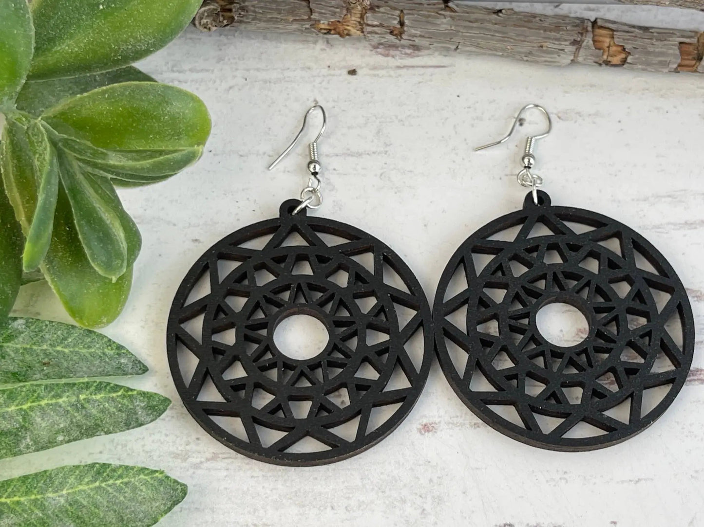 Truly Olive Discover the Perfect Boho Mandala Wooden Earrings - Earrings Dangle Earrings