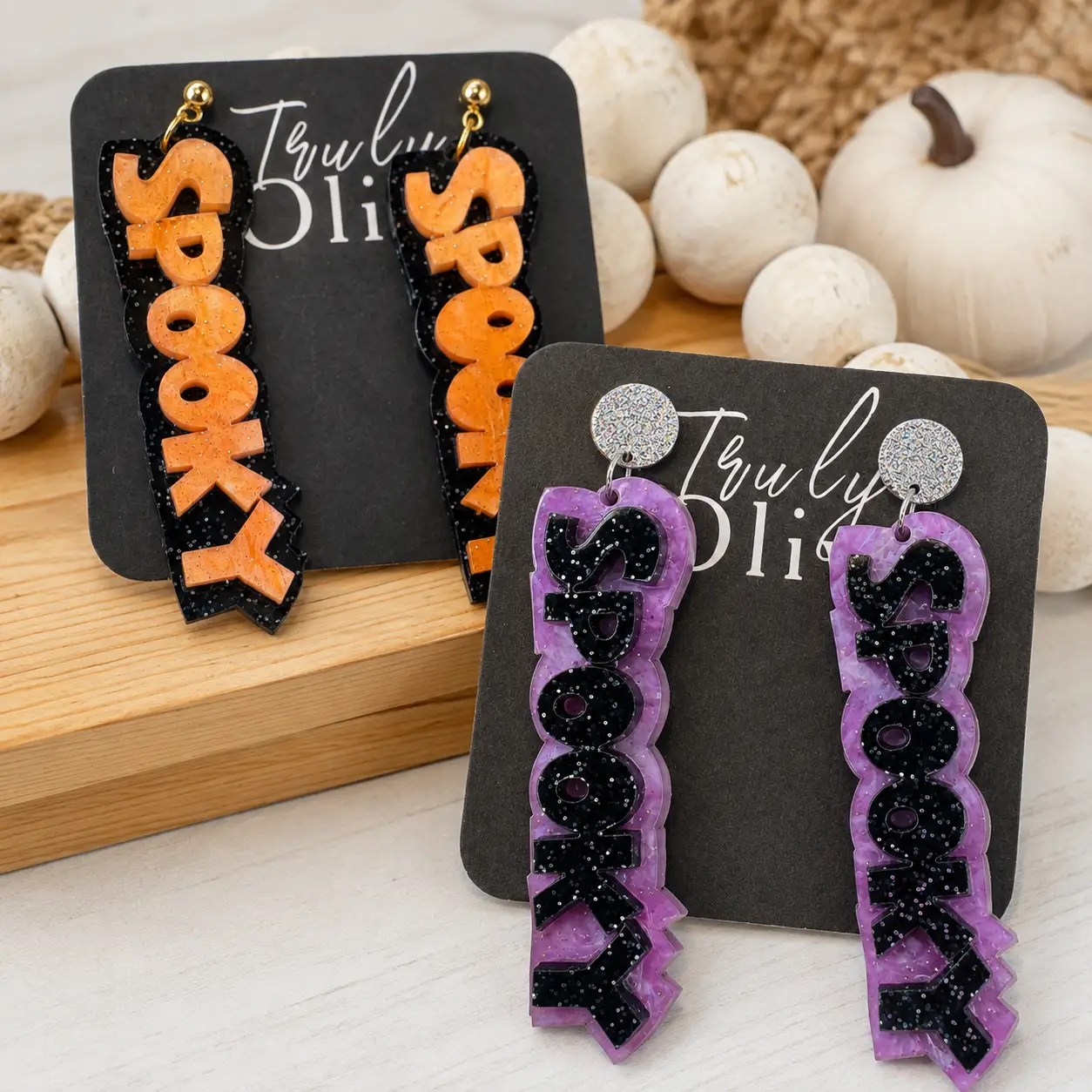 Truly Olive Spooky Halloween Statement Earrings - Earrings Dangle Earrings