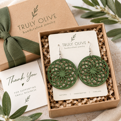 Truly Olive Wooden Boho Earrings All Day Wear - Earrings Dangle Earrings