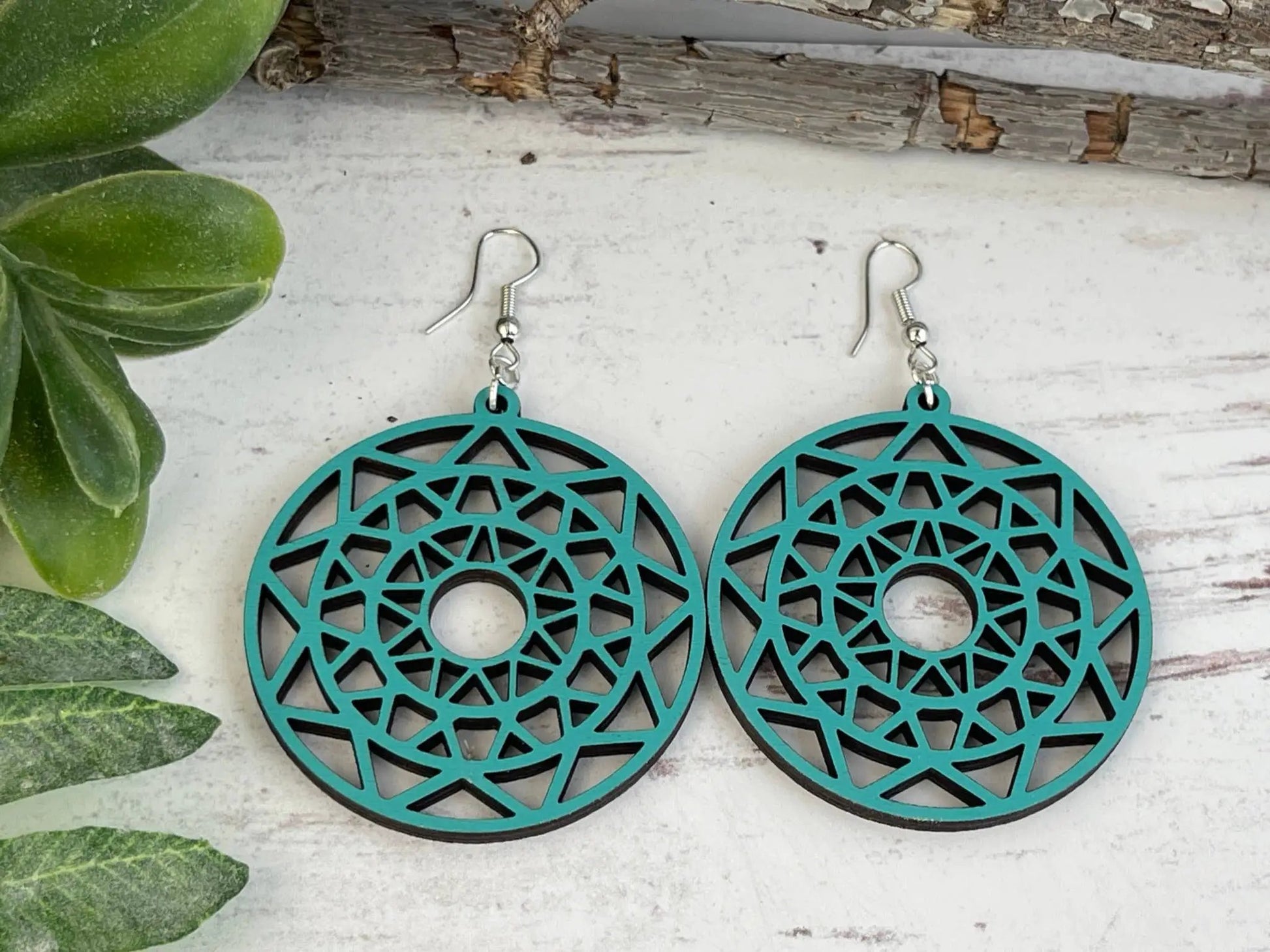 Truly Olive Discover the Perfect Boho Mandala Wooden Earrings - Earrings Dangle Earrings