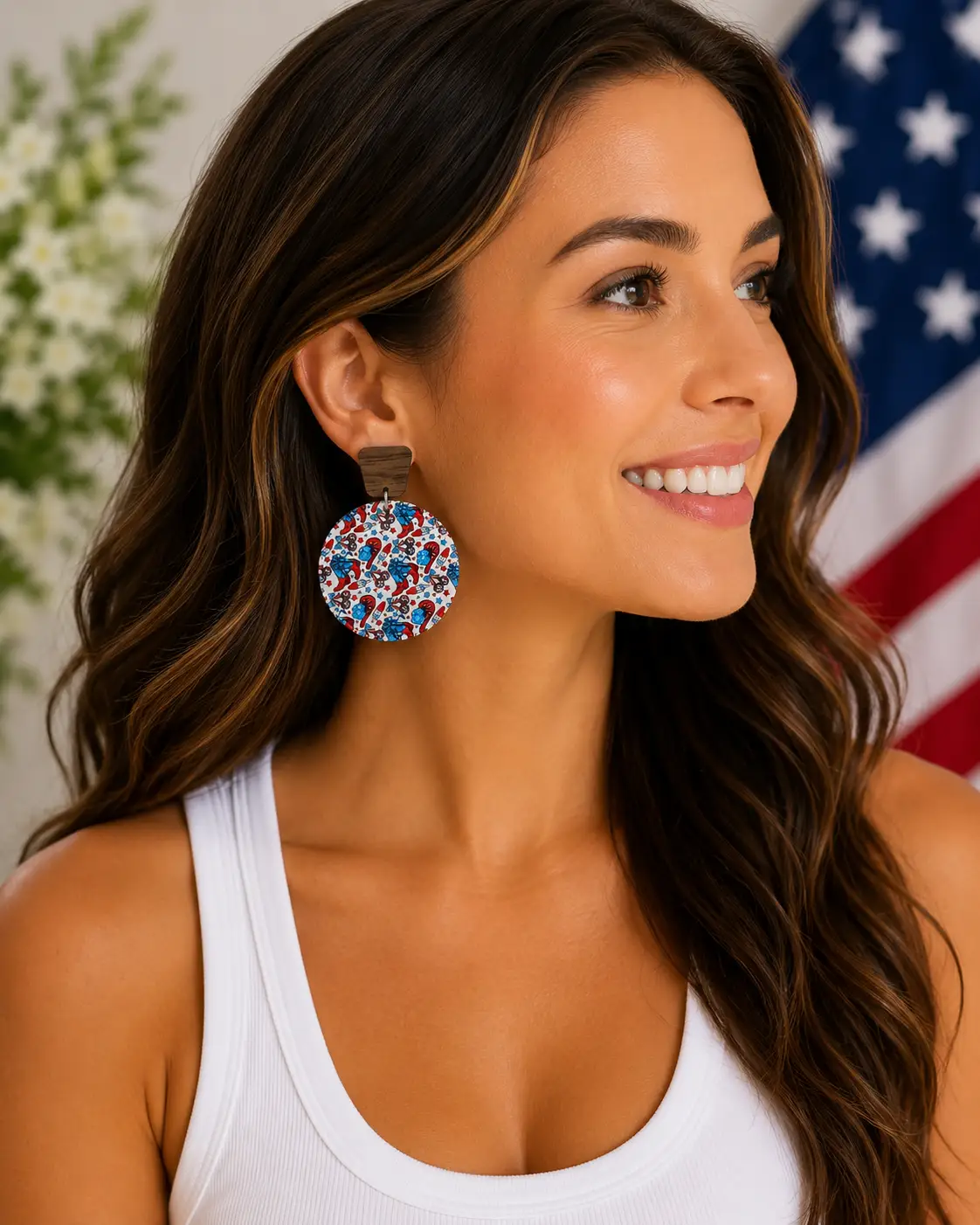 Trulyolive Patriotic Tiered Western Boots and Hat Post Back Earrings - Earrings Dangle Earrings