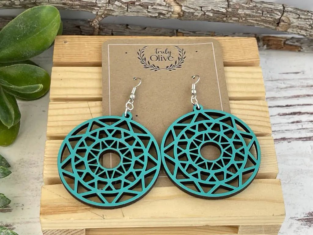 Truly Olive Discover the Perfect Boho Mandala Wooden Earrings - Earrings Dangle Earrings