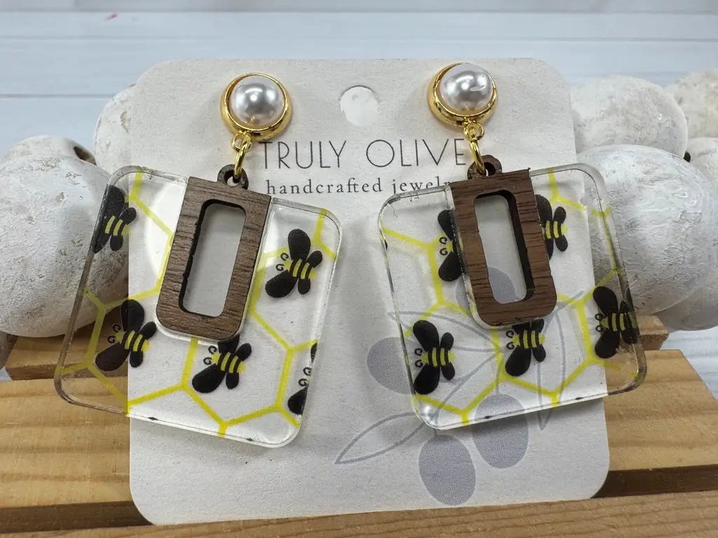 Trulyolive Yellow Bumble Bee Dangle Drop Earrings - Earrings Dangle Earrings