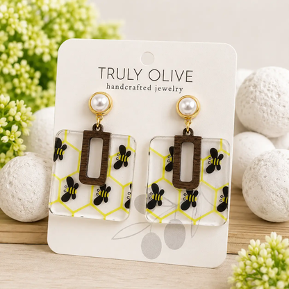Trulyolive Yellow Bumble Bee Dangle Drop Earrings - Earrings Dangle Earrings