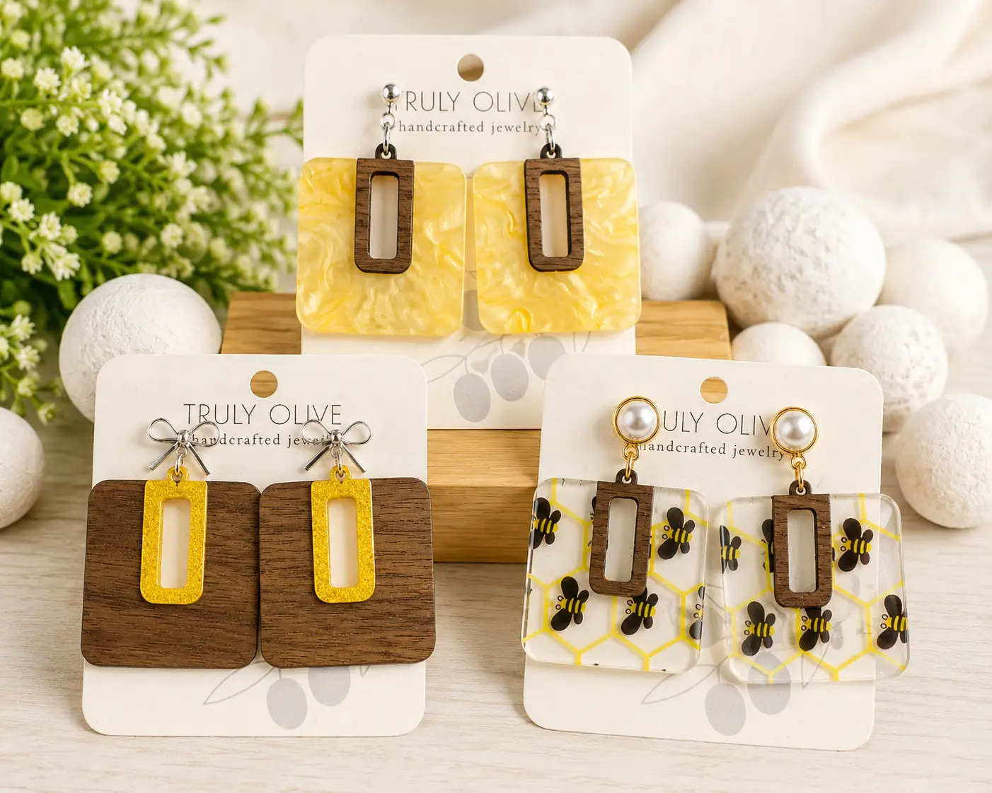 Trulyolive Yellow Bumble Bee Dangle Drop Earrings - Earrings Dangle Earrings