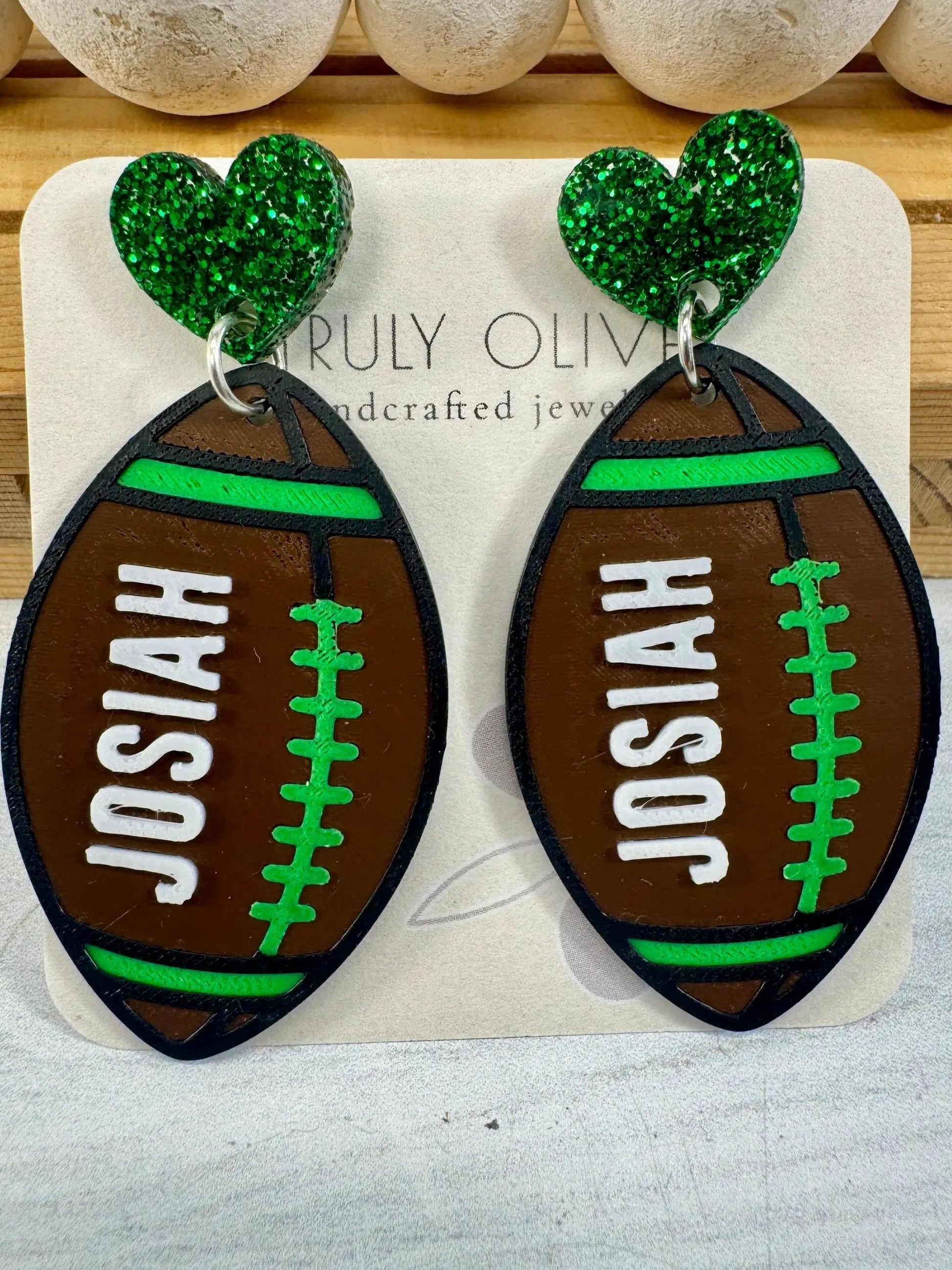 Truly Olive Customizable Football Earrings Choose Your Team Colors Game Day Statement Jewelry 2026 - Earrings Dangle Earrings