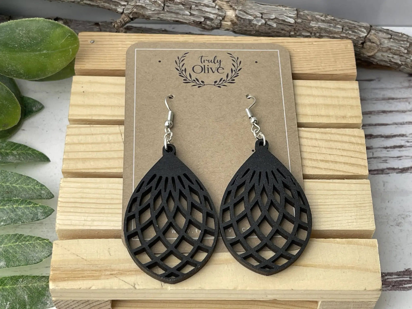 Truly Olive Wood Mandala Earrings Lightweight and Super Comfortable - Earrings Dangle Earrings