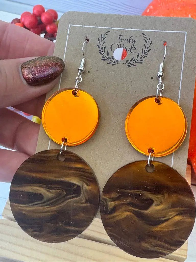 Truly Olive Brown and Orange Fall Dangle Earrings - Earrings Dangle Earrings