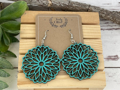 Truly Olive Wooden Oval Lightweight Earrings - Earrings Dangle Earrings