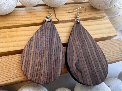 Truly Olive Double Shot Exotic Espresso Cafe Collection Wood Earrings - Earrings Dangle Earrings