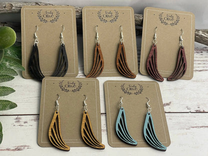 Truly Olive Discover the Charm of Geometric Small Wood Dangle Earrings - Earrings Dangle Earrings